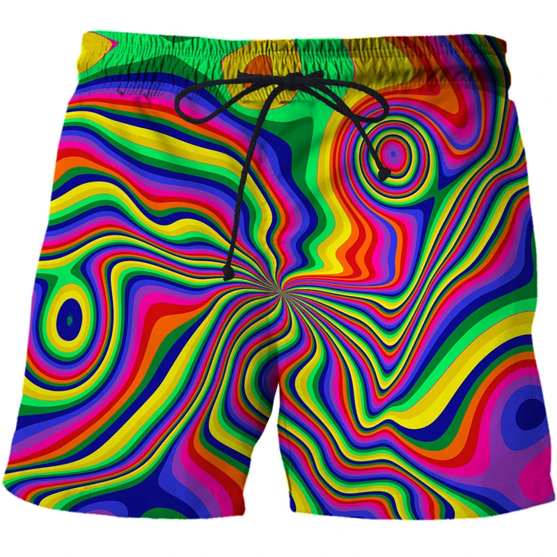 

Color Psychedelic Vertigo 3D Print Shorts For Men Fashion Street Hip Hop Cool Mens Shorts Summer Holiday Swim Casual Beach Pants