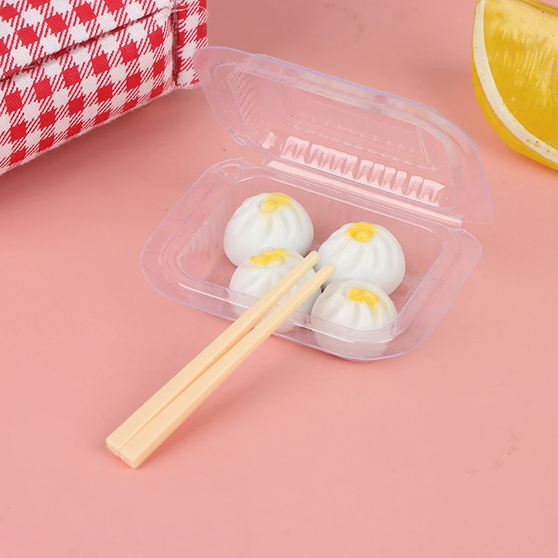 

1:12 Dollhouse Miniature Mini Lunch Box Chopsticks Steamed Stuffed Bun Model