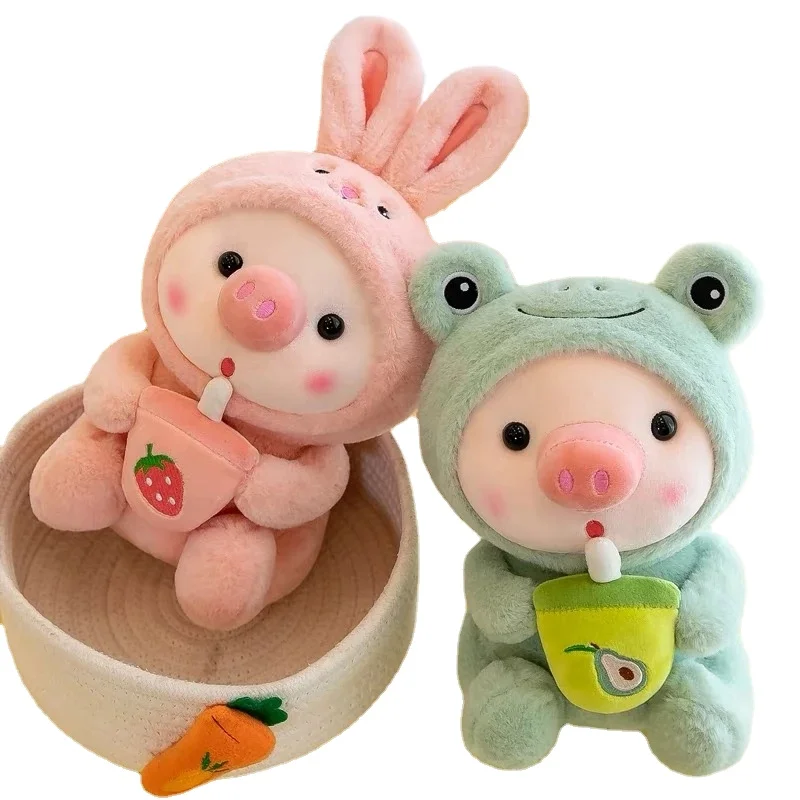 

25/30cm Cute Transformed Cosplay Unciorn Frog Tiger Bunny Boab Tea Pig Plush Toy Girl Plushies Sleep Ragdoll Doll Birthday Gift
