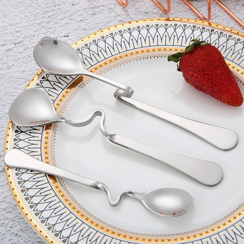 

S curved spoon stainless steel tableware hanging cup spoon stirring spoon stainless steel small spoon coffee spoon
