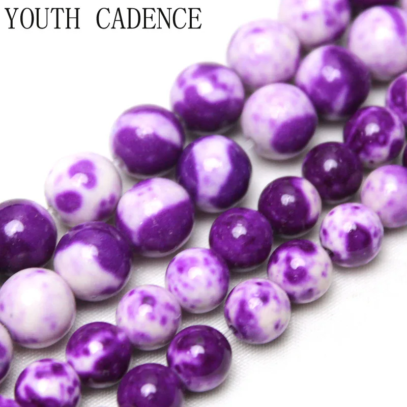 

Natural Rose Red White Rain Jaspers Stone Round Loose Spacer Beads For Jewelry Making DIY Bracelet 4/6/8/10/12mm Wholesale