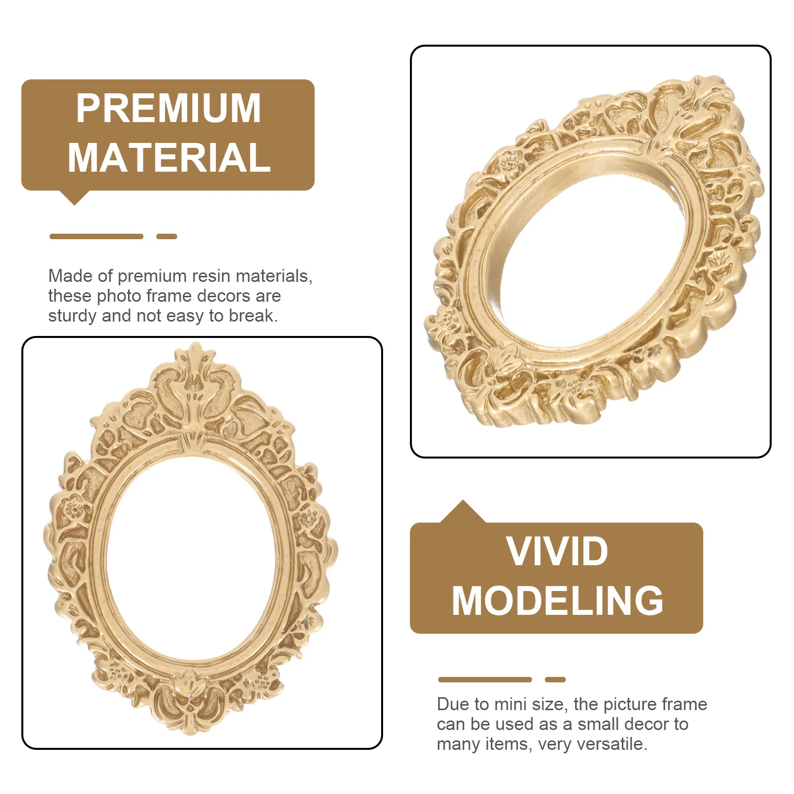 

Frame Photo Picture Mini Frames Diy Vintage Resin Miniature Crafts Oval Ornament Props Wall House Display Making Decoration