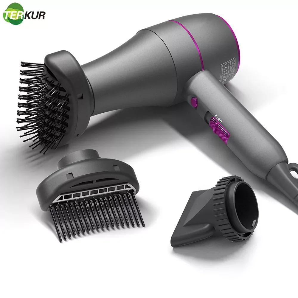

1800W Professional Hair Dryer Hot and Cold Strong Wind Powerful Blower Constant Temperature 1 collecting 2 Air Comb Nozzle 3Gear