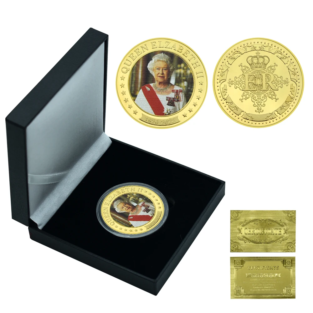 

Elizabeth II Medal Gold Plated Challenge Coin Queen Elizabeth 70th Platinum Jubilee Commemorative Coin Souvenir with Gift Box