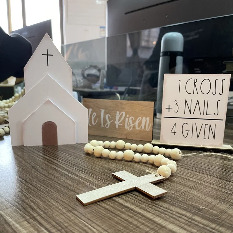 

Jesus Tomb-Easter Tray Bundle Kit Jesus Easter Tray Decorative Ornament Set Home Decore Jesus Angel Easter Wooden Ornament