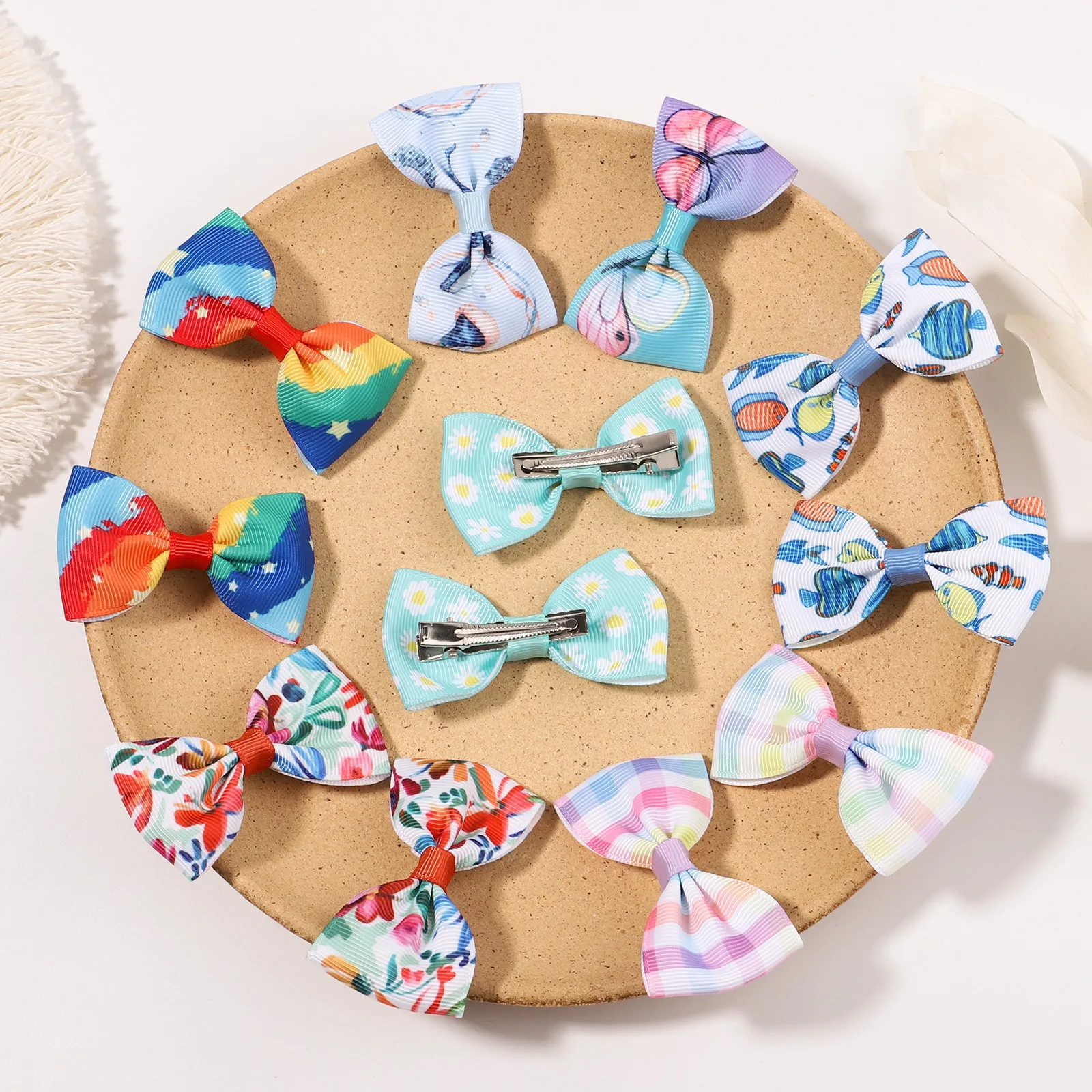 

1pcs Grosgrain Ribbon Printed Hair Bows with Clip for Cute Baby Girls Hair Clips Kids Hairpins Barrettes Hair Accessories