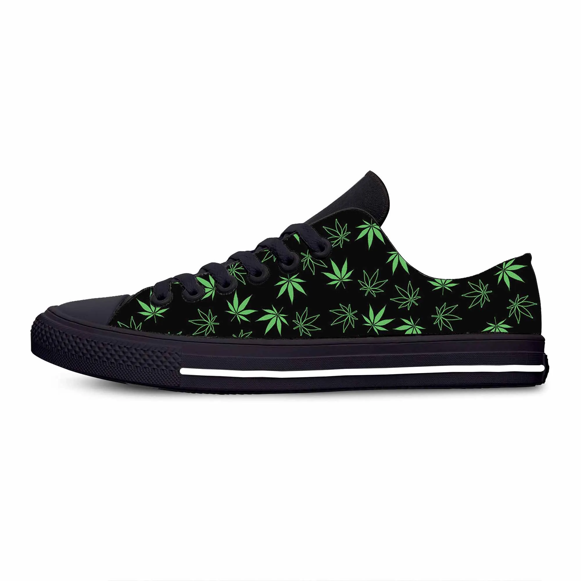 

Smoking Marijuana Weed Hemp Leaf Leaves Pot 420 Casual Cloth Shoes Low Top Comfortable Breathable 3D Print Men Women Sneakers