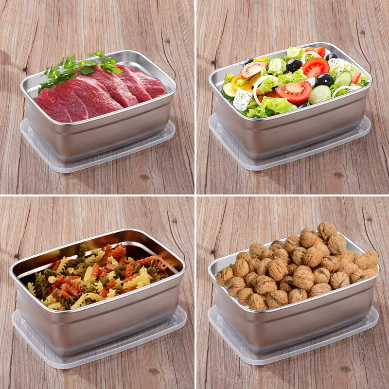 4 шт./компл. 201/304 из нержавеющей стали прямоугольная коробка для хранения