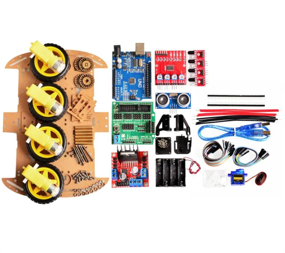 

New Avoidance tracking Motor Smart Robot Car Chassis Kit Speed Encoder Battery Box 4WD Ultrasonic module For Arduino kit