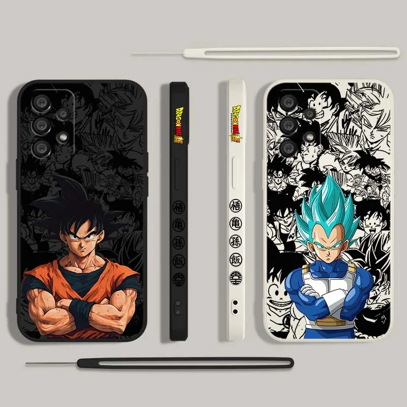 Фото Чехол для телефона с изображением аниме-персонажа D-Dragon Ball Saiyan для Samsung Galaxy A71 A55 A54 A53 A51 A17 A16 A07 A06 A05 5G, с жидким наполнением и ремешком №2