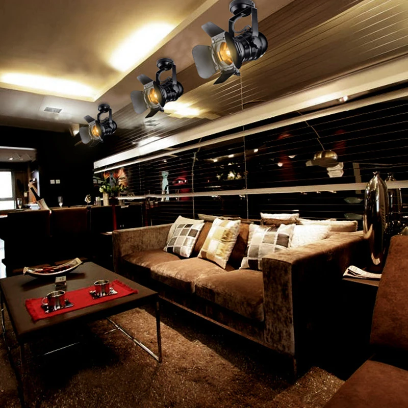 Купить Растяжимая окрашенная рельсовая лампа с цоколем E27, светодиодный потолочный светильник В индустриальном стиле для акцента, настенное худож...