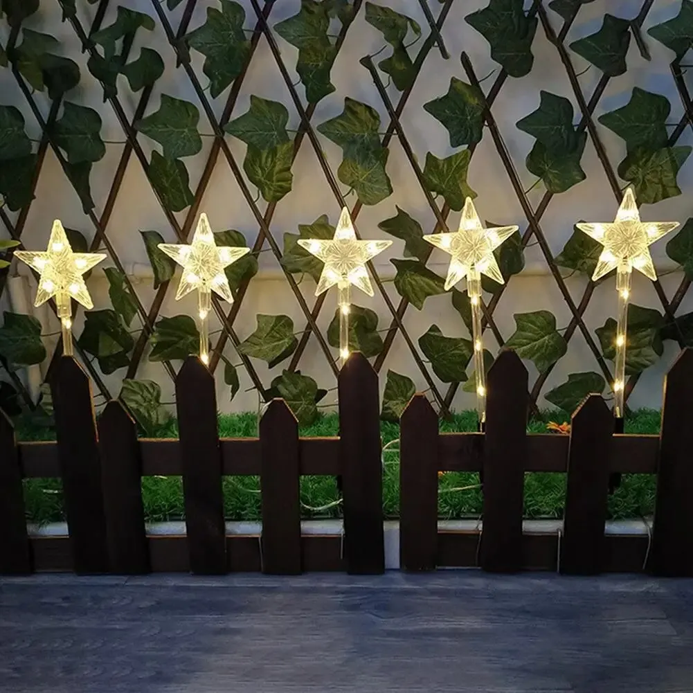 

Уличные светодиодные лампы на солнечной батарее 1-5 в форме звезды, 8 режимов освещения, для двора, внутреннего дворика, украшения сада