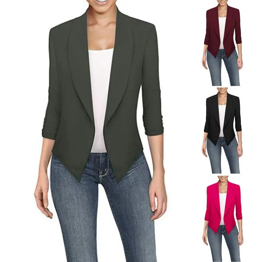 

Big Size Slim Women Blazers Fashion 2023 Spring Jacket Female Work Office Solid Pocket Notched Blazer Feminino Coat 5XL