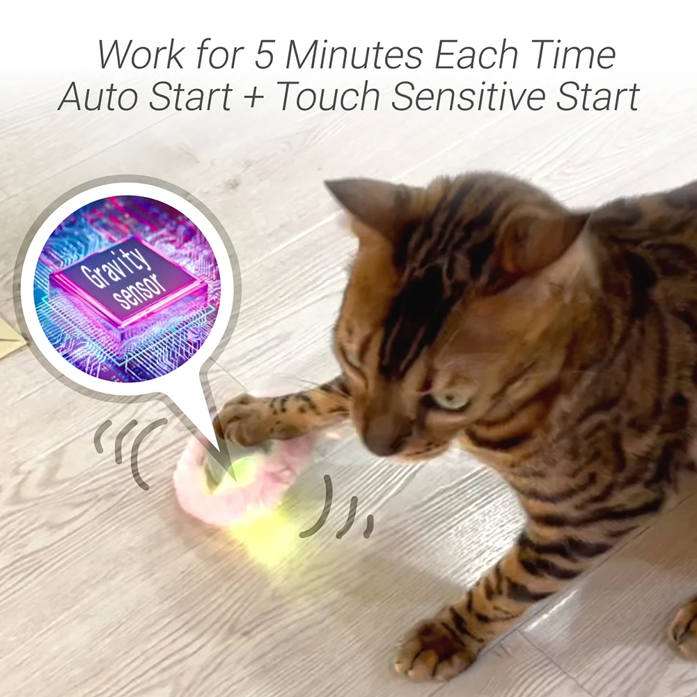 

Светодиодсветильник, самовращающийся шар, меняющий цвет, умные игрушки для кошек, интерактивные игры, умный вращающийся шар, наборы с питан...