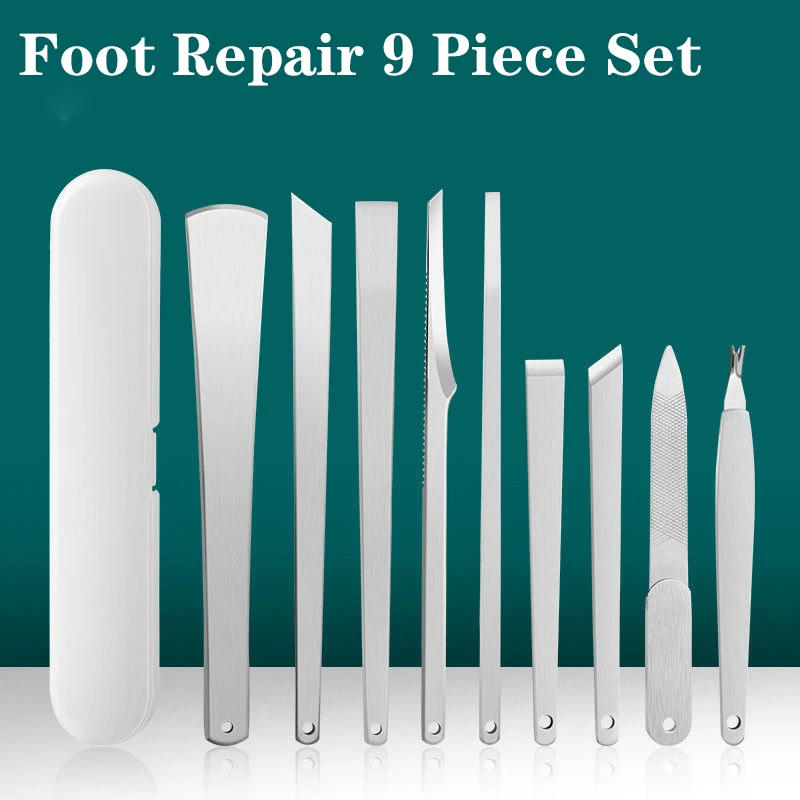 9 Pcs Foot Toenail Repair Knife Set Remove Dead Skin Calluses Exfoliate Manicure Care Tools Feet Nail Ingrown Cuticle Scraper