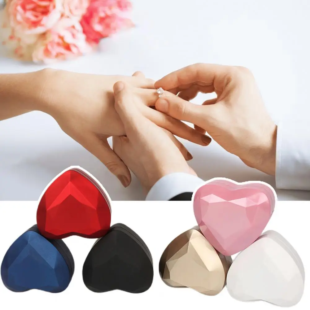 

Compact Ring Box Heart Shaped Led Ring Box Portable Case for Proposal Engagement Wedding Pocket-sized Jewellery Gift Box