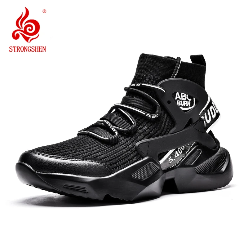 STRONGSHEN Men Running Shoes High-top Socks Chunky Sneakers Athletic Sports Shoes Breathable Jogging Trainers Chaussure Homme