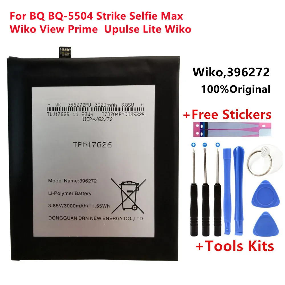 

3.85V 3000mAh 396272 For Wiko Wim Lite For BQ BQS 5504 Strike Selfie Max WIKO View Prime/Upulse Lite/WIKO U Pulse Battery