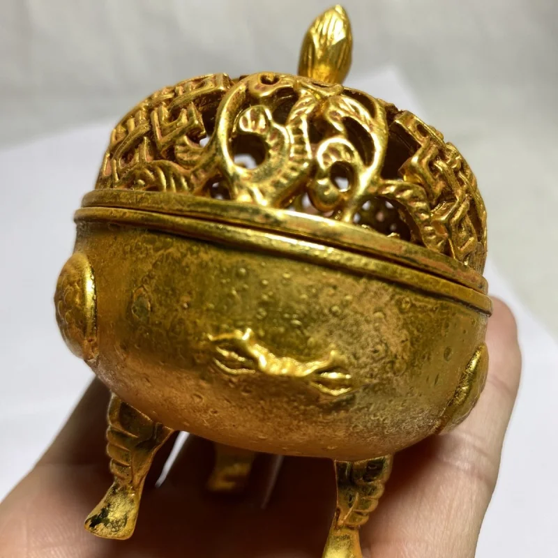 Античная Медная Золотая горелка Ming Xuande декоративная для благовоний старая