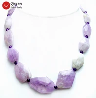 qingmos natural purple amethyst necklace for women with 13 36mm faceted rhombic gem stone 18 chokers necklace fine jewelry 6463