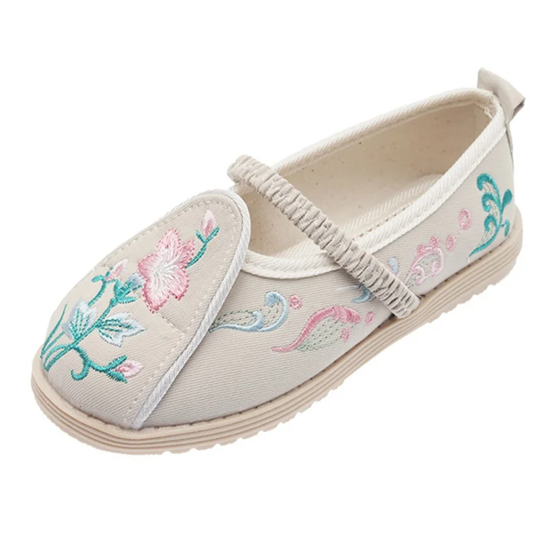 

Kruleepo Chinese Style Lightweight Cloth Casual Shoes for Girl Children Baby Kids Floral Embroidery Schuhe Tang Suit Hanfu Mules