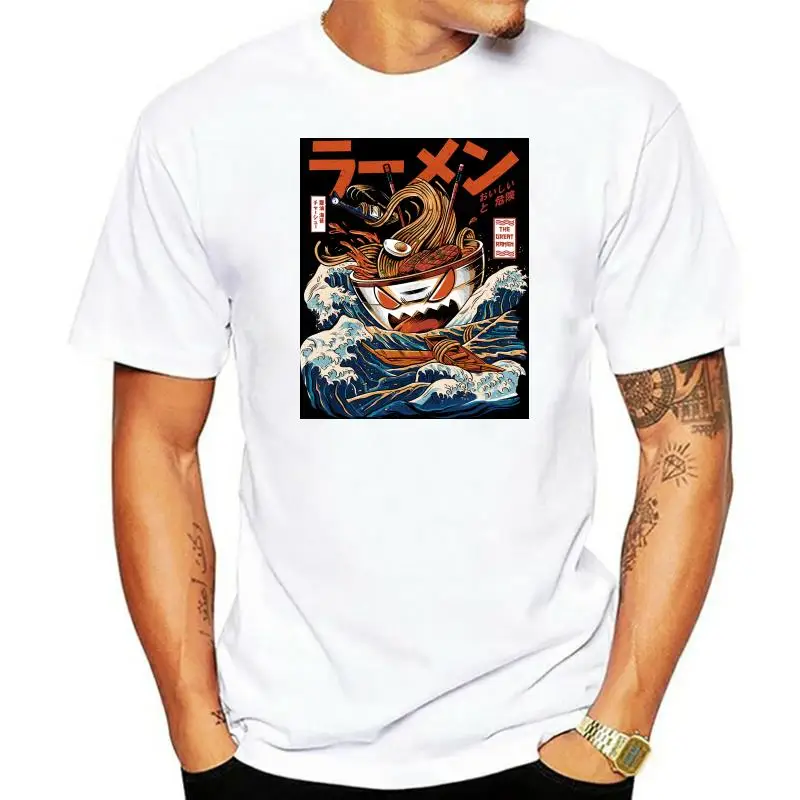 

The Great Wave Off Kanagawa T Shirt Ramen Noodles Hokusai Tshirt Tees Digital Print Soft Breathable Men Cotton Tops