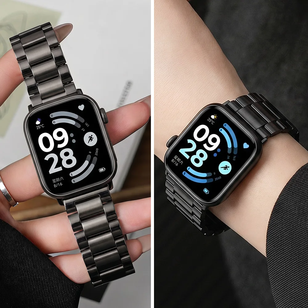 Фото Ремешок из нержавеющей стали для Xiaomi Mi Band 9 Pro/8 Pro, для Redmi Watch 4 5 6, металлический браслет для умных часов, сменный ремешок, Correa №3