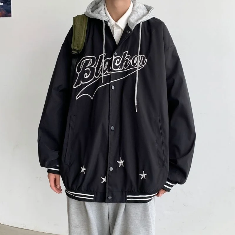 

SYUHGFA 2022 весенняя куртка оверсайз с буквенной вышивкой бомбер Harajuku мужская одежда с капюшоном пальто модный бренд Мужская верхняя одежда