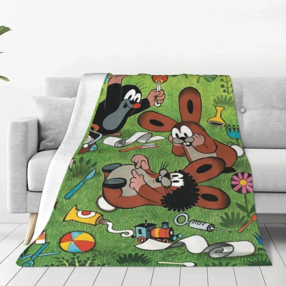 Одеяло с рисунком маленького крота Krtek плюшевое мягкое покрывало из кораллового