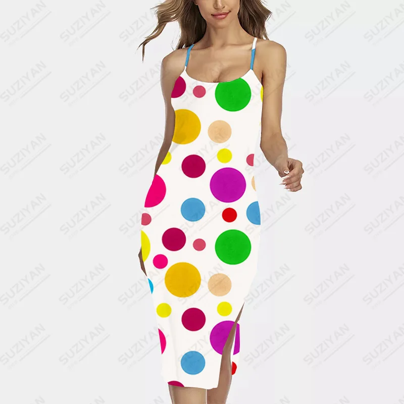 

Elegant Spaghetti Strap Backless Spaghetti Strap Sexy Tie Dye Outfits Women Sexy Backless Midi Dress For Women'S