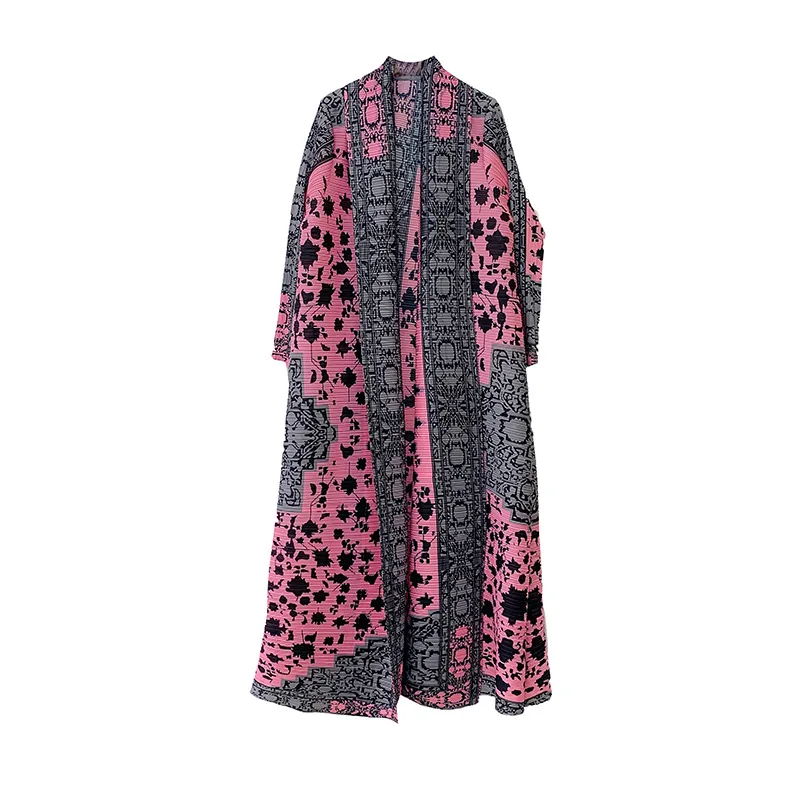 Плиссированный халат куртка мусульманский женское длинное платье с рукавом