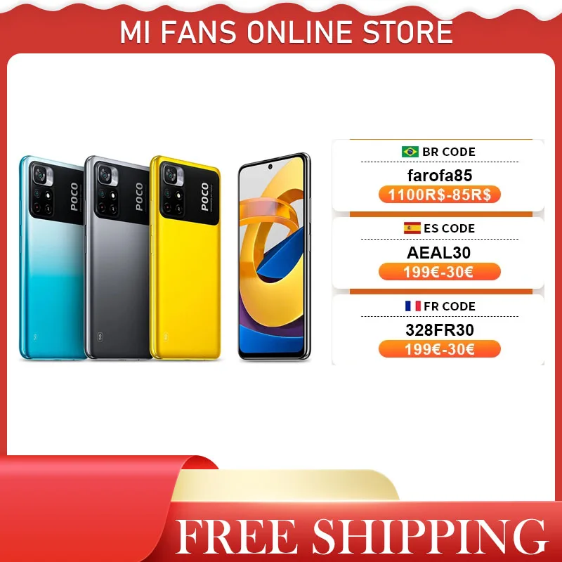 

Global Version POCO M4 Pro 5G Smartphone 4GB RAM 64GB ROM MTK Dimensity 810 90Hz 6.6" Display 50MP 5000mAh Battery 33W Pro NFC