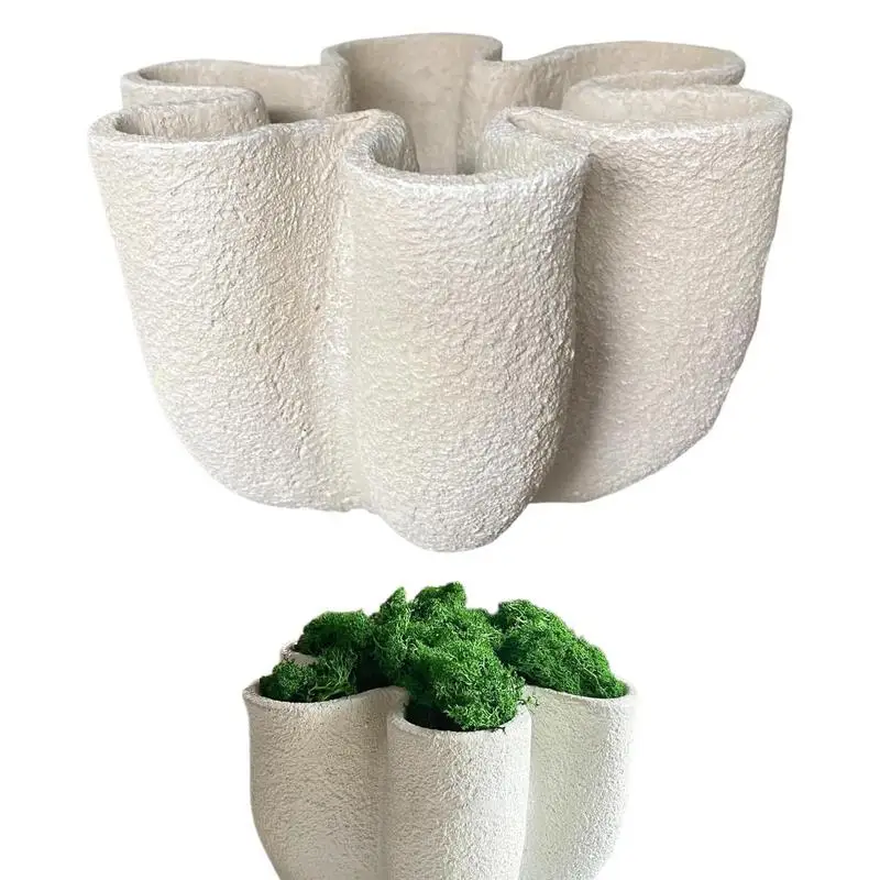 

Flower Pots Indoor Decorative Large-Bore Outdoor Planter Pots For Large Plants Resin Garden Pots With Curve Groove Design