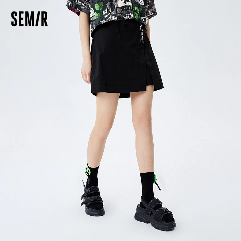

Юбка Semir Женская средней длины, с разрезом и буквенным принтом, трапециевидная юбка, Новинка лета 2023, крутая Антибактериальная юбка, красивая