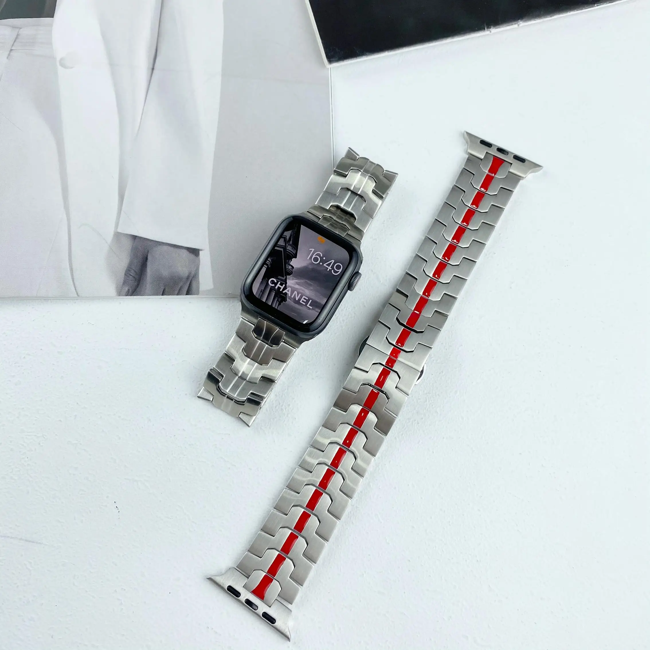 Stainless Steel strap For Apple Watch series 7 band 41mm 45mm business Metal strap for iwatch 6 5 4 3 2 1 SE 44mm 40mm Correa