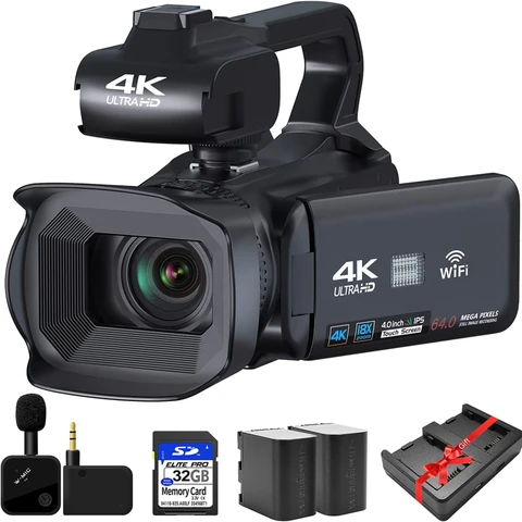 18X Full UHD Цифровая видеокамера 4K видеокамера вращающийся экран Youtube профессиональная видеокамера для прямой трансляции 60FPS Wi-Fi Веб-камера