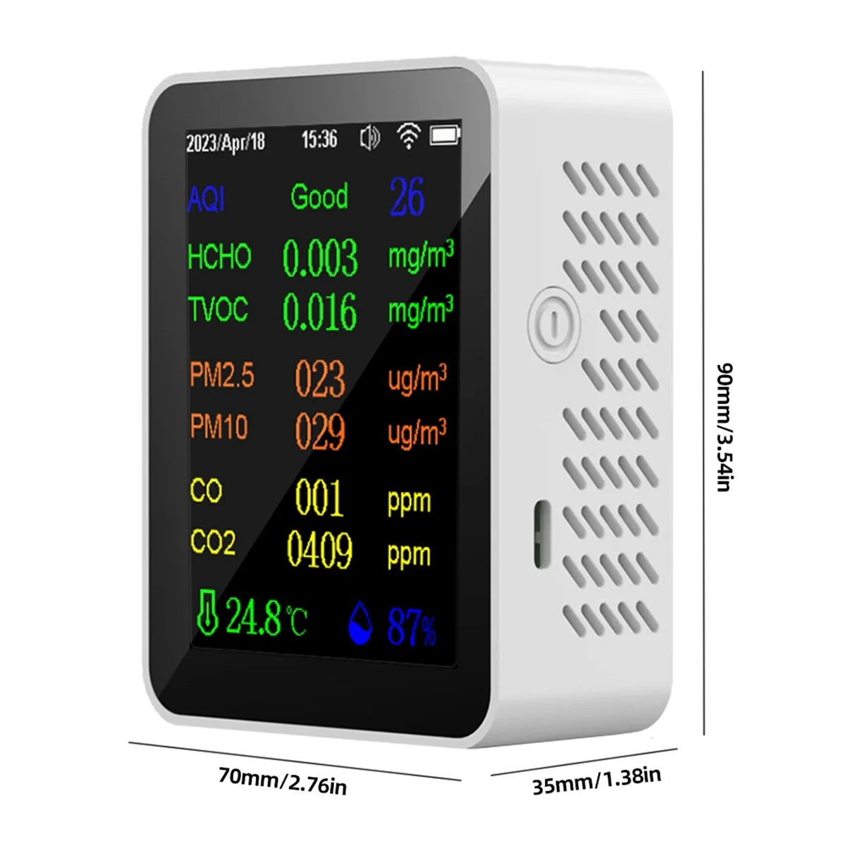 12 в 1 монитор качества воздуха CO2 с отображением времени/даты WIFI PM2.5 PM10 CO TVOC HCHO AQI