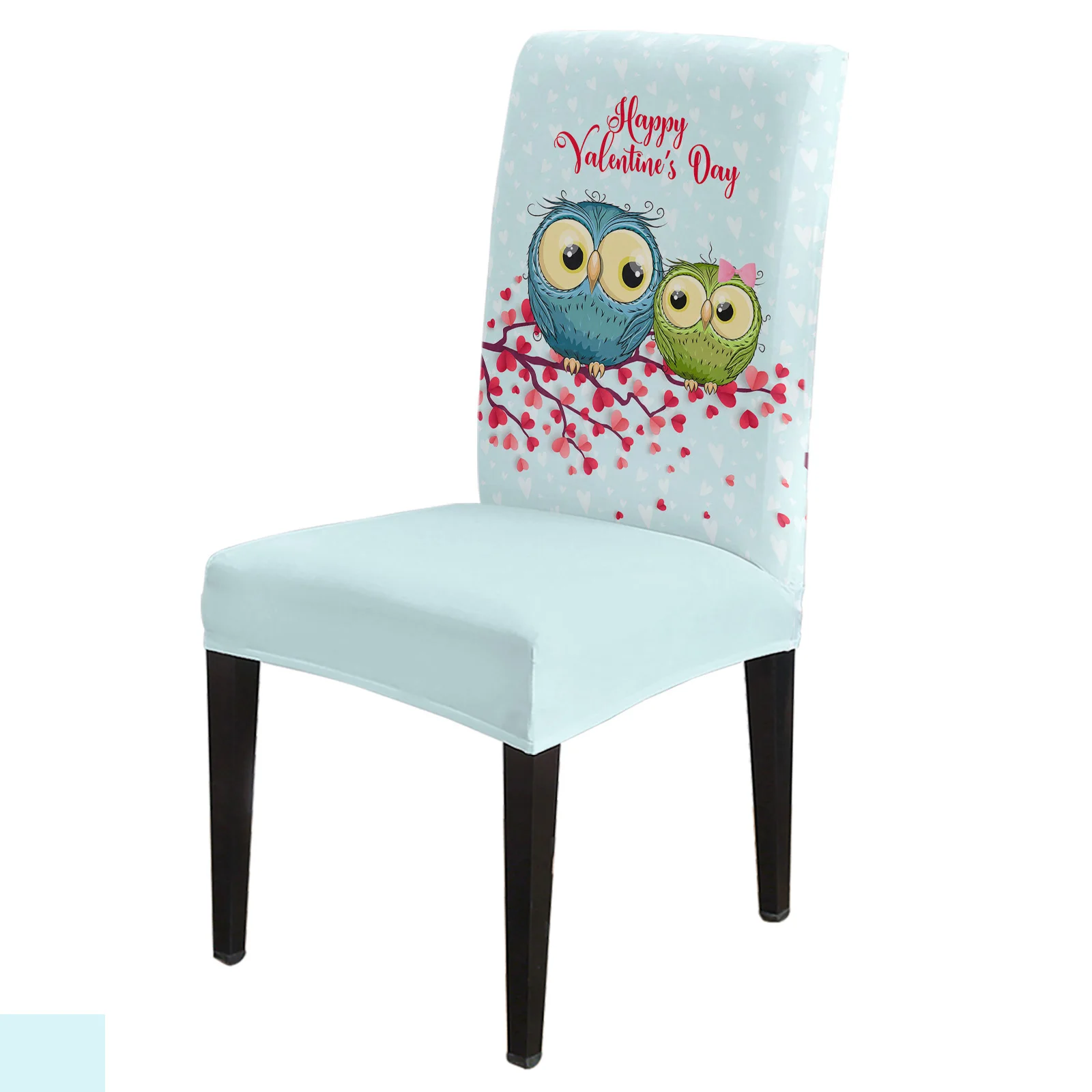 

Valentine's Day Love Bird Owl Stretch Chair Cover Kitchen Dinning Chair Seat Cover Christmas Chair Covers