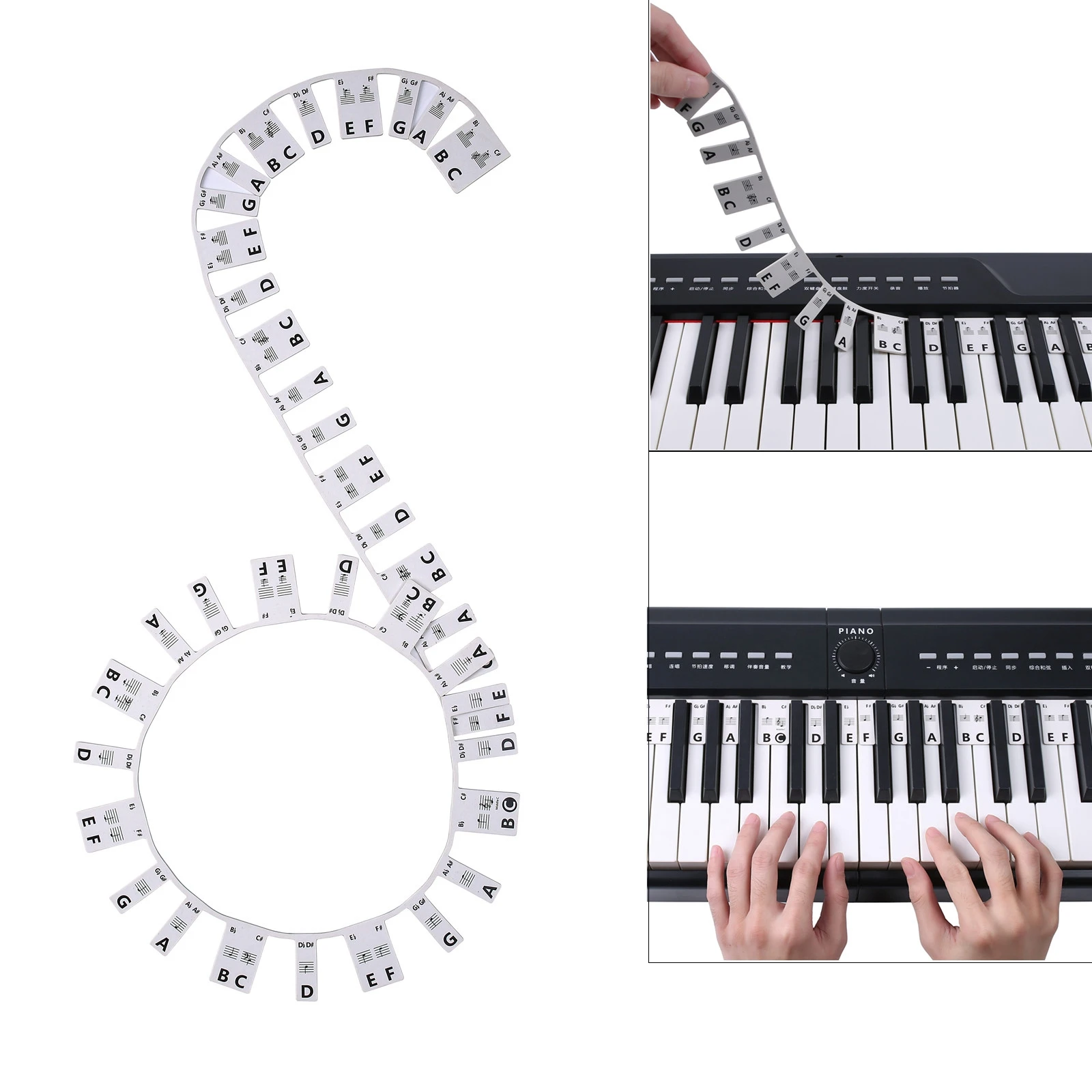 

61 88 Keys Piano Keyboard Note Labels Marker Free Paste Overlay Silicone Strips Piano Guide for Beginners Kids Practice Sticker