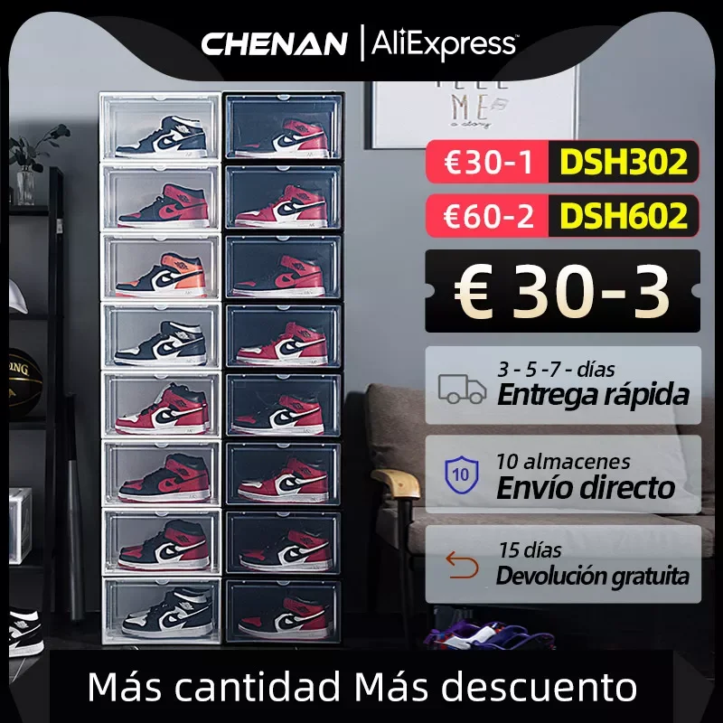

NEW2023 2Pack AJ Sneakers Box Hardened Plastic Shoe Box Stackable Cabinet Storage Box High-top Dustproof AJ Shoes Organizers S
