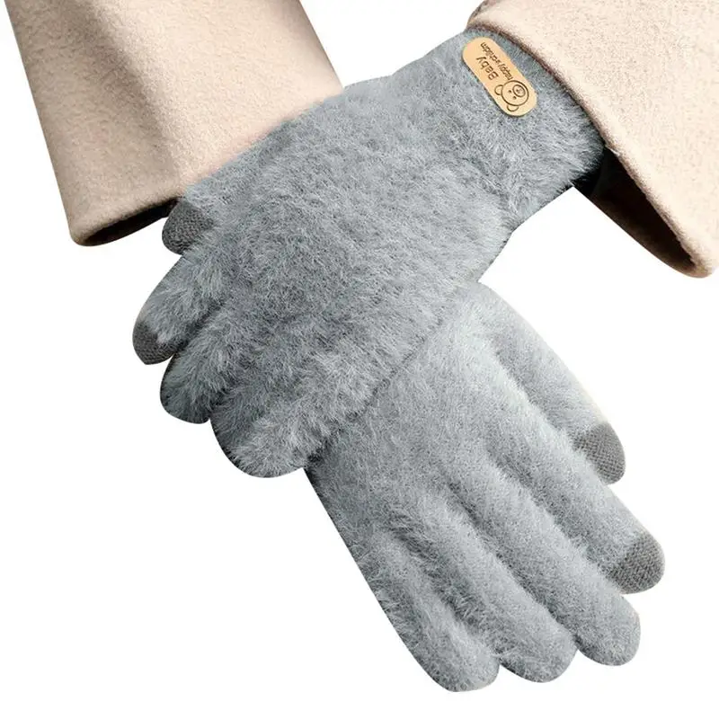 

Женские перчатки для холодной погоды, зимние перчатки с флисовой подкладкой, теплые перчатки для сенсорного экрана, эластичные манжеты, ветрозащитные, для вождения и бега