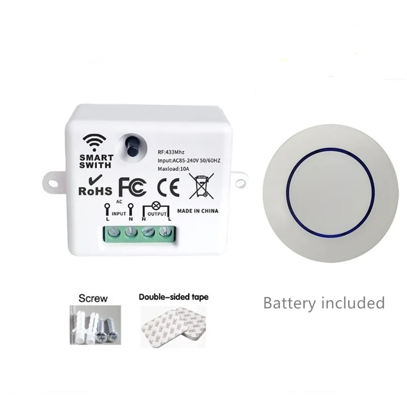 

Tura Wifi AC220V Single Channel Household Lamp Wireless Switch With Mini No-Wire Free Remote Control 433MHZ