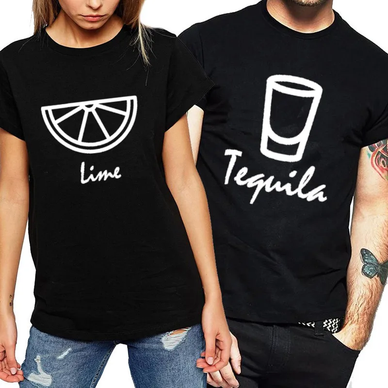 

Couple T-shirt Summer Tops Casual Tshirt Couple Clothes Women Letter Print Tequila Lime Funny T Shirt