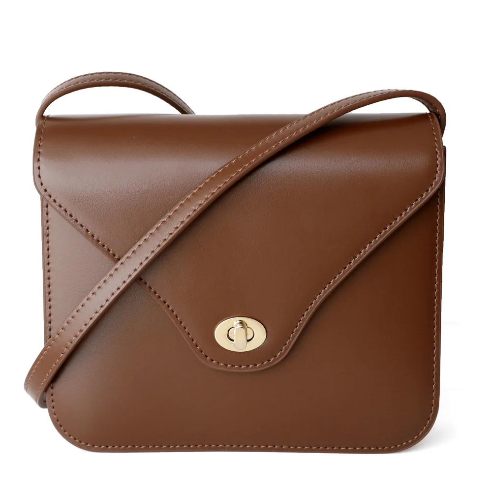 

2023 new shoulder bag cowhide retro messenger bag simple envelope bag small square bag female commuter tofu bag