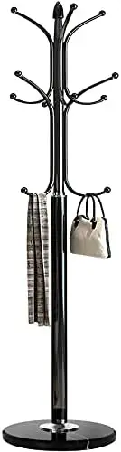 

Металлическая подставка для пальто с натуральным мраморным основанием, отдельно стоящее дерево для прихожей с 12 крючками для подвешивания шарфа, сумки, куртки, дома