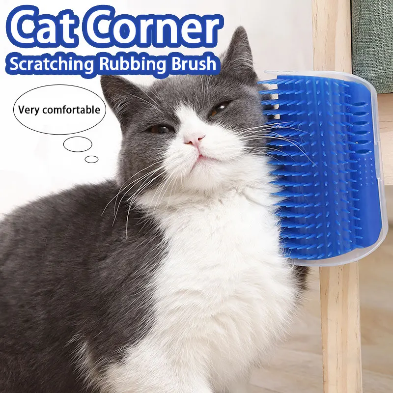 Cat Corner Scratching Rubbing Brush Comb Removable Pet Hair Removal Massage for Kitten Scratcher Grooming Cleaning Toys Supplies