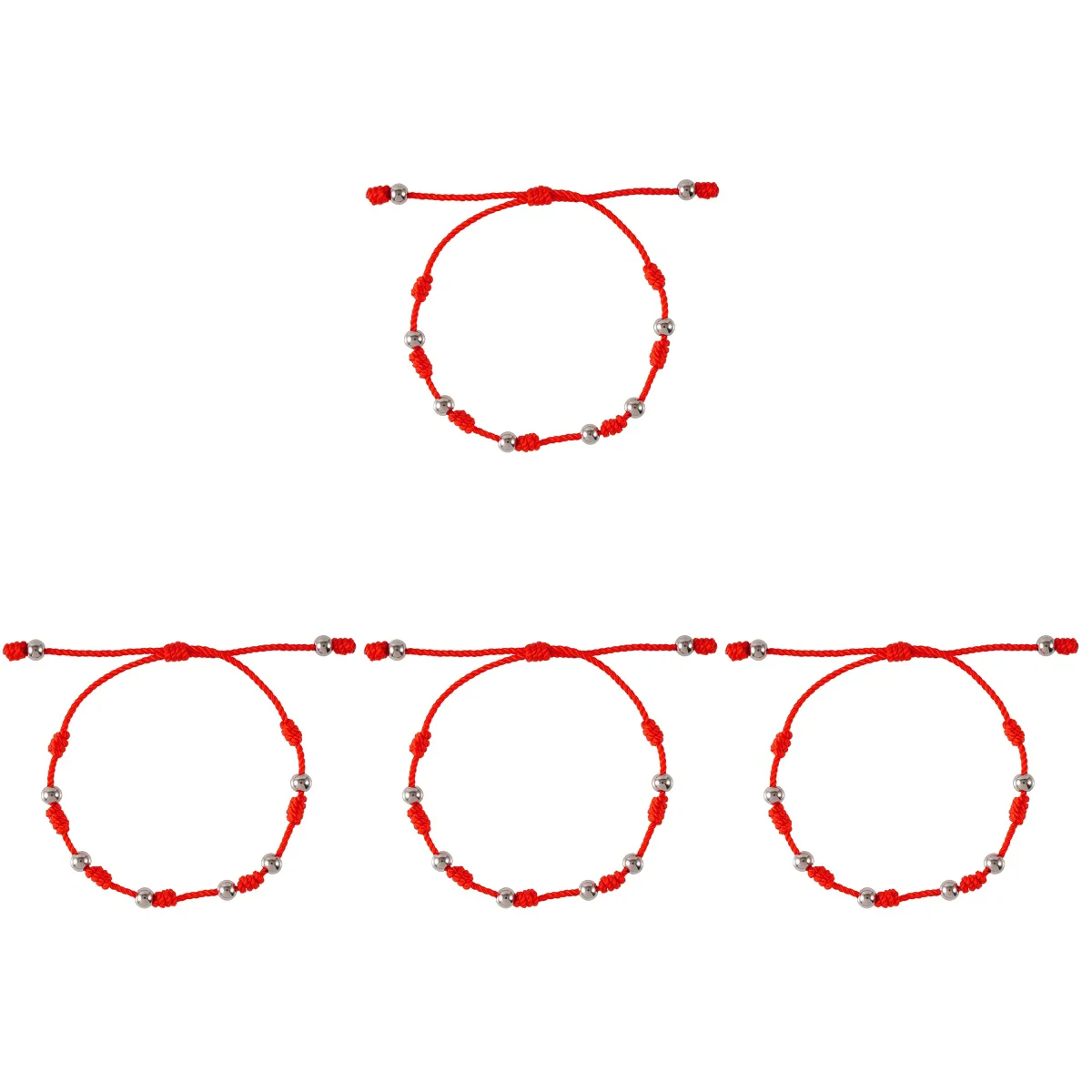 

4pcs Hand-woven 7-knot Adjustable Bracelet Luck Red Rope Bracelet Beads Braided Bracelet