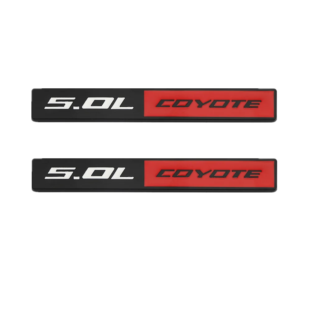

2x Black Red 5.0L Coyote Engine Trim Emblem Badge Fender Door Side Rear Trunk Car Sticker Accessories