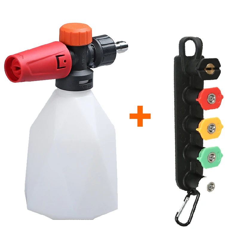 

Пенная насадка 500 мл, пенораспылитель для генератора, быстрое подключение, насадки для мойки автомобиля, 1/4 дюйма