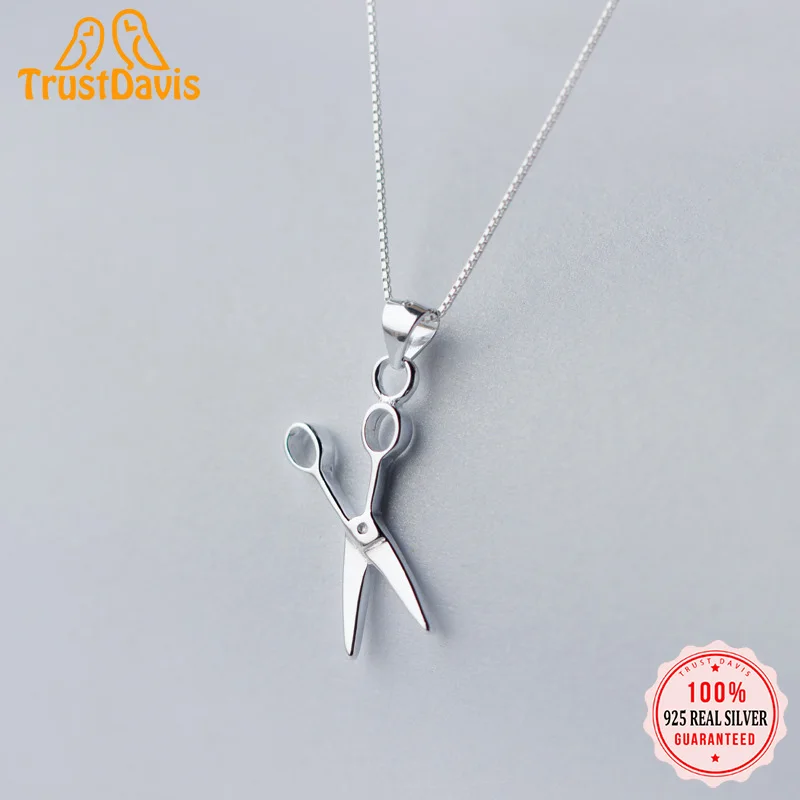 

TrustDavis Real 925 Sterling Silver Personality Scissors Pendant Handmade DIY Necklace Accessories Girls Jewelry Wholesale HY738